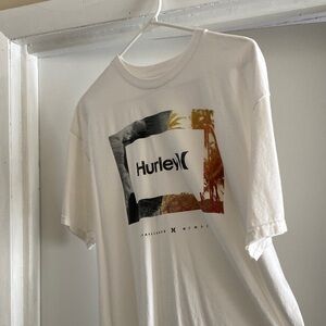 Hurley White Graphic Tee with Multicolor Design